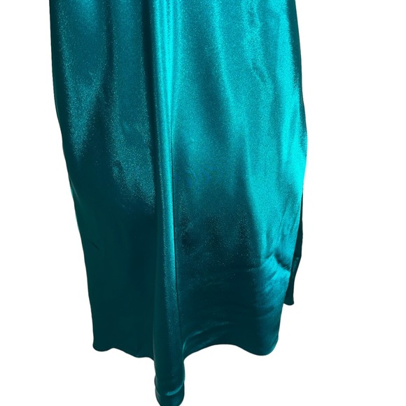 VTG LORD & TAYLOR Peacock Green Embroidered Floral Chemise Mini Slip Dress Large - Picture 8 of 14